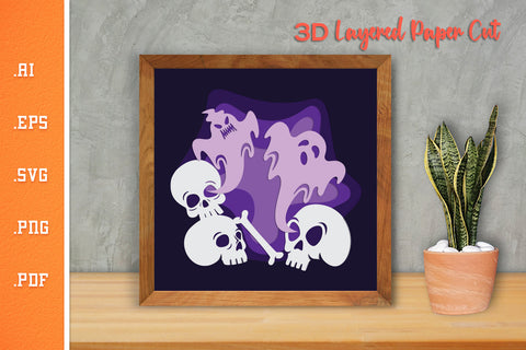 Halloween Ghost - 3D Layered Paper Cut SVG 7 SVG Slim Studio 