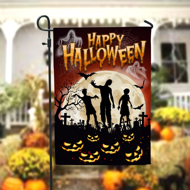 Halloween Ghost Bat Zombie Garden Flag - 12x18 Garden Flag Sublimation Design Download PNG File Instant Download Sublimation CaldwellArt 
