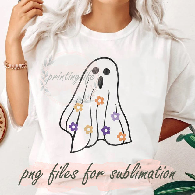 Halloween Ghost Design Png, Retro Ghost Png, Groovy Ghost Sublimation Png, Ghost Floral Png, Spooky Season Png, Spooky Vibes Sublimation Design, Digital Download Sublimation PrintingLife 