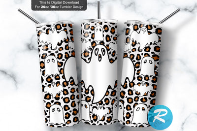 Halloween Ghost Leopard 20 oz / 30 oz Tumbler PNG Sublimation Regulrcrative 