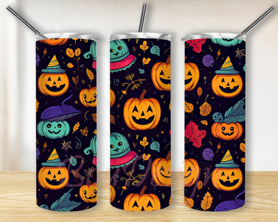 Halloween Ghost Pumpkin Tumbler 20oz Skinny Tumbler Png, Halloween Witch Pumpkin Tumbler, Emotional Support Drinking Tumbler, Halloween Cup for Kids Fall Gifts Sublimation BouDesign 