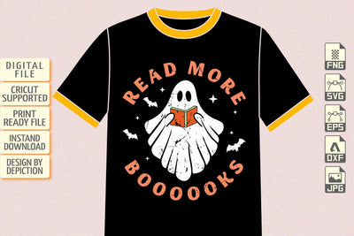 Halloween Ghost Read More Books T-Shirt, Halloween Ghost Shirt, Halloween Shirt Print Template Sketch DESIGN Depiction Studio 