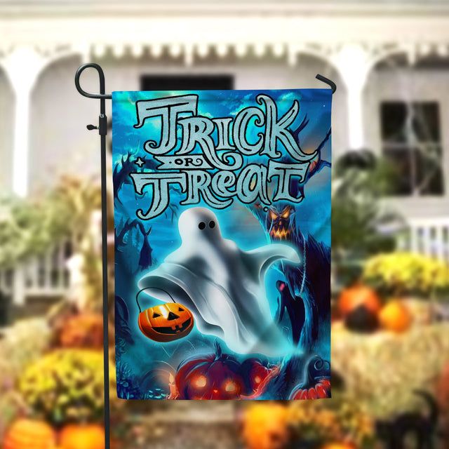 Halloween Ghost Trick Or Treat Garden Flag - 12x18 Garden Flag Sublimation Design Download PNG File Instant Download Sublimation CaldwellArt 