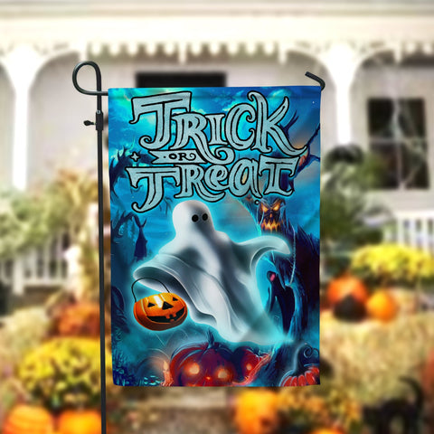 Halloween Ghost Trick Or Treat Garden Flag - 12x18 Garden Flag Sublimation Design Download PNG File Instant Download Sublimation CaldwellArt 
