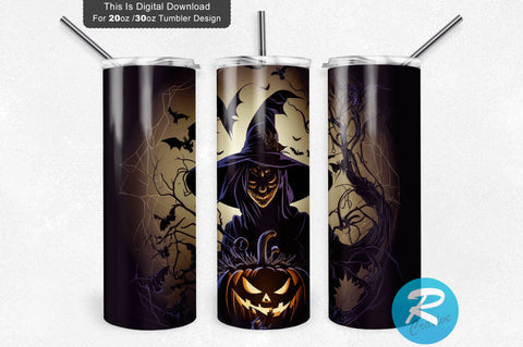 Halloween Ghost Witch Pumpkin 20 oz / 30 oz Tumbler PNG Sublimation Regulrcrative 