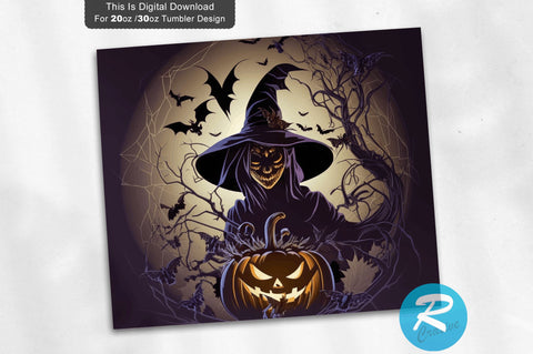 Halloween Ghost Witch Pumpkin 20 oz / 30 oz Tumbler PNG Sublimation Regulrcrative 