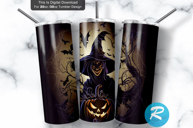 Halloween Ghost Witch Pumpkin 20 oz / 30 oz Tumbler PNG Sublimation Regulrcrative 