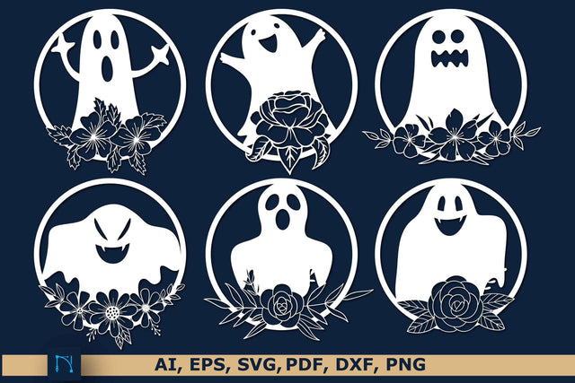 Halloween Ghosts Door Hanger SVG Bundle SVG MD JOYNAL ABDIN 