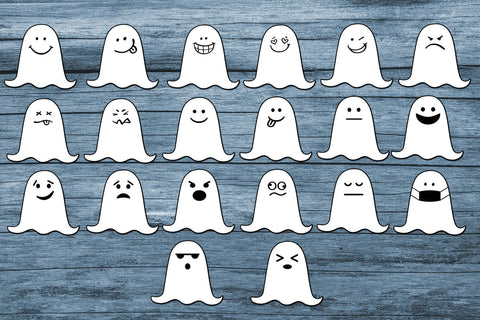Halloween Ghosts Emojis Cliparts- Halloween Ghosts Cliparts SVG Happy Printables Club 
