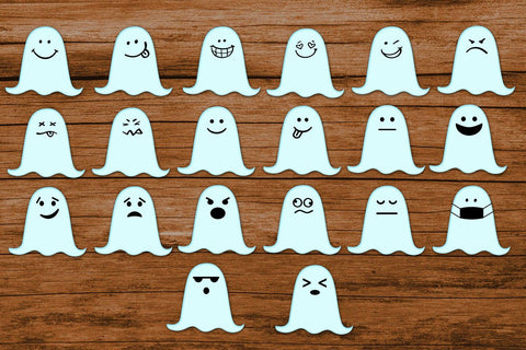 Halloween Ghosts Emojis Cliparts- Halloween Ghosts Cliparts SVG Happy Printables Club 
