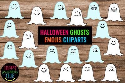 Halloween Ghosts Emojis Cliparts- Halloween Ghosts Cliparts SVG Happy Printables Club 