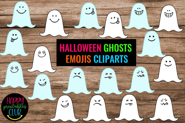 Halloween Ghosts Emojis Cliparts- Halloween Ghosts Cliparts SVG Happy Printables Club 