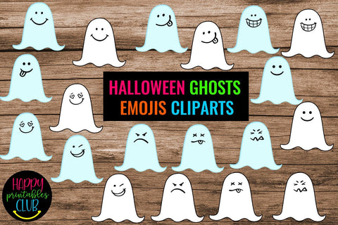 Halloween Ghosts Emojis Cliparts- Halloween Ghosts Cliparts SVG Happy Printables Club 