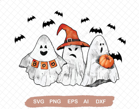 Halloween Ghosts SVG File for Cricut, Ai, Png, Dxf. Eps, Cute Halloween, Halloween Design, Trendy Halloween svg, Skeleton, Pumpkin, Witches, Spooky, Ghost Svg SVG DiamondDesign 