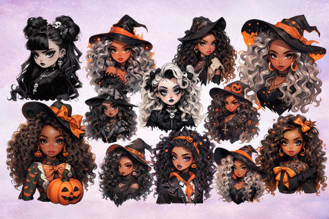 Halloween Girl Clipart Bundle Fashion Sublimation PNG Sublimation OrangeBrushStudio 