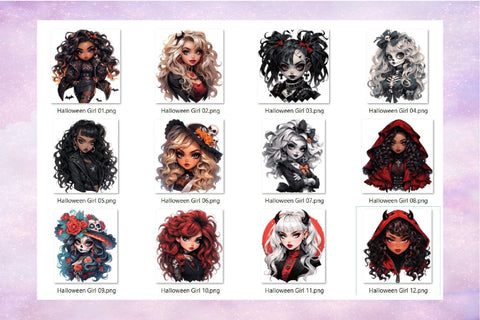 Halloween Girl Clipart Bundle - Gothic Fashion Sublimation Sublimation OrangeBrushStudio 