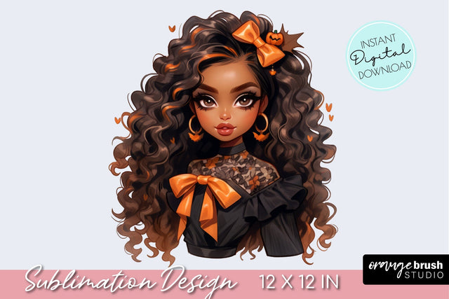 Halloween Girl Clipart Fashion Girl Sublimation PNG Sublimation OrangeBrushStudio 