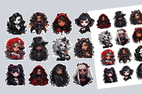 Halloween Girl Printable Halloween Stickers Bundle Sublimation OrangeBrushStudio 