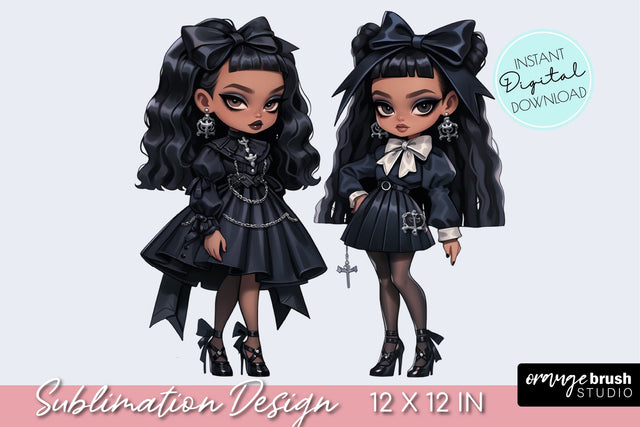 Halloween Girl Siblimation PNG Fashion Doll Clipart Sublimation OrangeBrushStudio 