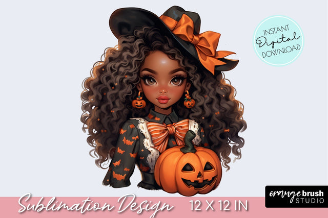 Halloween Girl Sublimation PNG Fashion Clipart Design Sublimation OrangeBrushStudio 