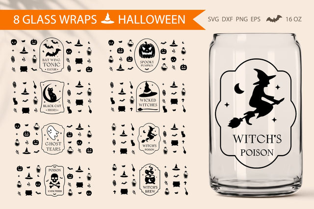 Halloween glass can bundle SVG KMarinaDesign 