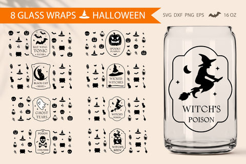 Halloween glass can bundle SVG KMarinaDesign 