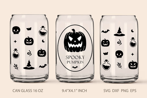 Halloween glass can bundle SVG KMarinaDesign 