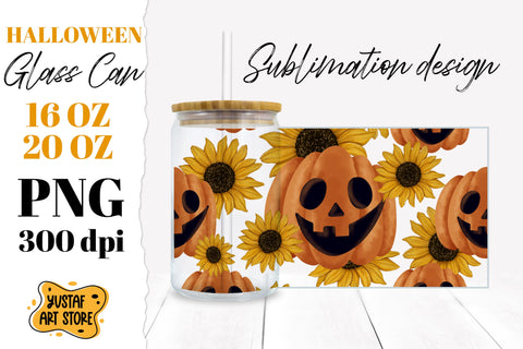 Halloween Glass Can sublimation Bundle. 10 hand painted PNG Sublimation Yustaf Art Store 