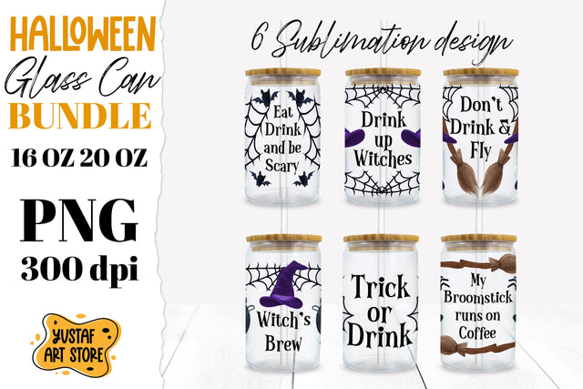 Halloween Glass Can sublimation Bundle.Halloween drink quote Sublimation Yustaf Art Store 