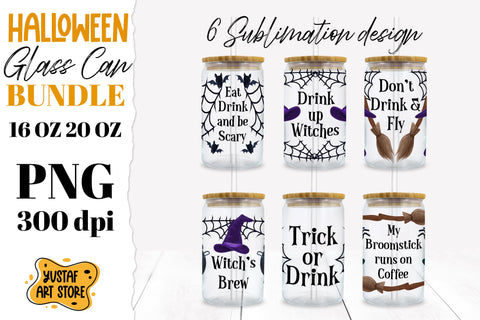 Halloween Glass Can sublimation Bundle.Halloween drink quote Sublimation Yustaf Art Store 