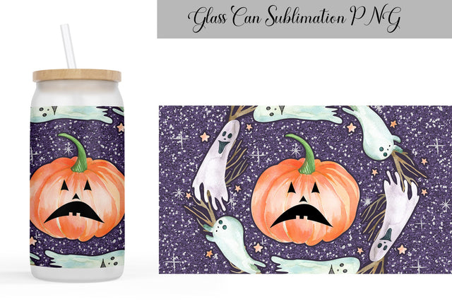 Halloween Glass Can Sublimation WatercolorColorDream 