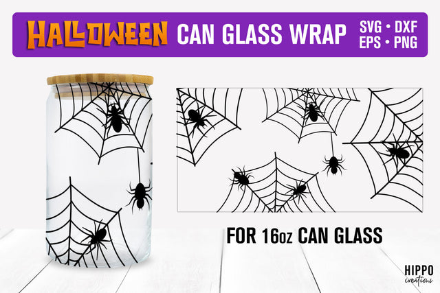 Halloween Glass Can Wrap, 16oz Halloween Beer Glass Wrap SVG Hippo Creations 