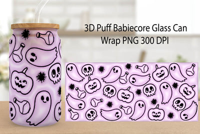 Halloween Glass can wrap. 3D Puff Halloween Sublimation. Sublimation Samaha Design 