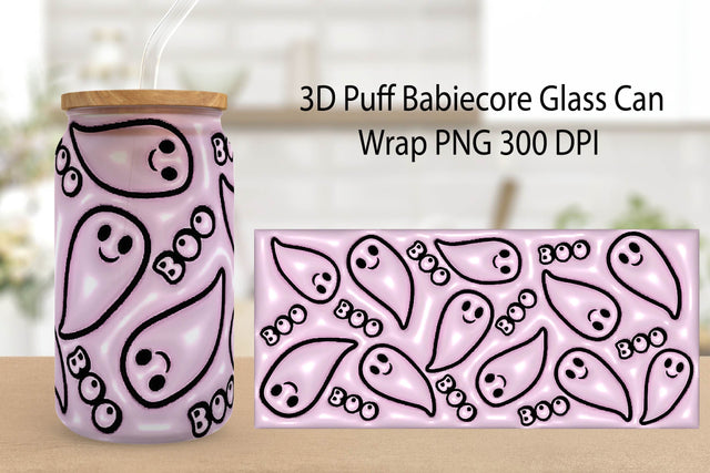 Halloween Glass can wrap. 3D Puff Halloween Sublimation. Sublimation Samaha Design 