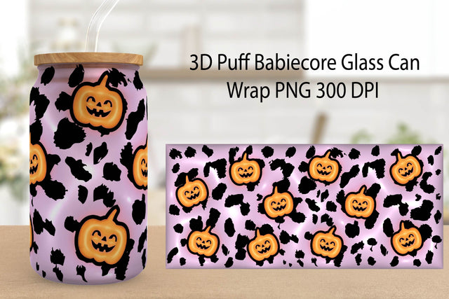 Halloween Glass can wrap. 3D Puff Halloween Sublimation. Sublimation Samaha Design 