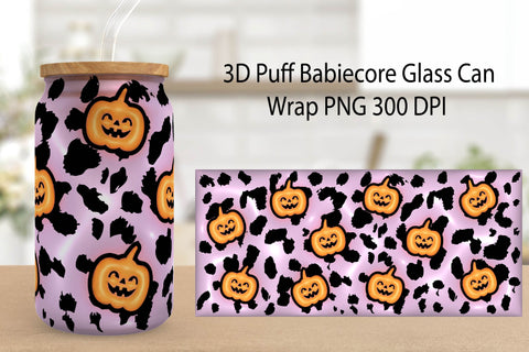 Halloween Glass can wrap. 3D Puff Halloween Sublimation. Sublimation Samaha Design 