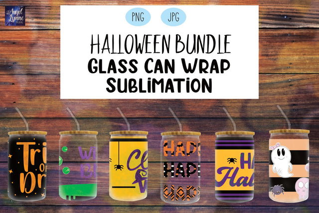 Halloween Glass Can Wrap Bundle | Halloween Glass Can Wrap Sublimation Angel Lynne Designs 