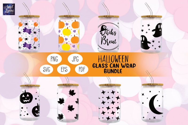 Halloween Glass Can Wrap Bundle | Mystical Glass Wrap Bundle SVG Angel Lynne Designs 