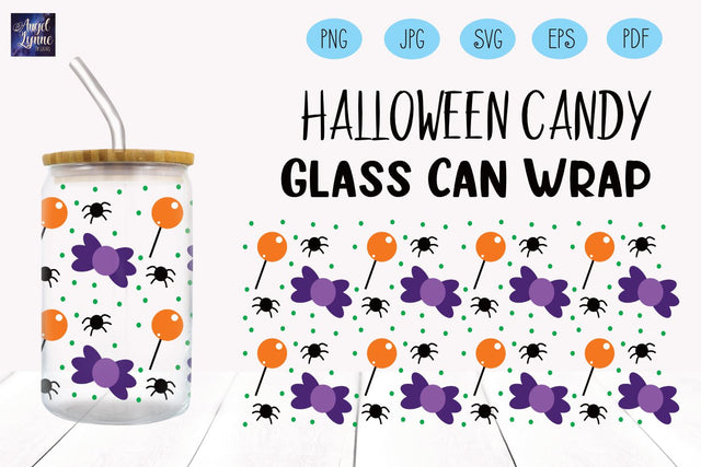 Halloween Glass Can Wrap | Candy Glass Can Wrap SVG Angel Lynne Designs 