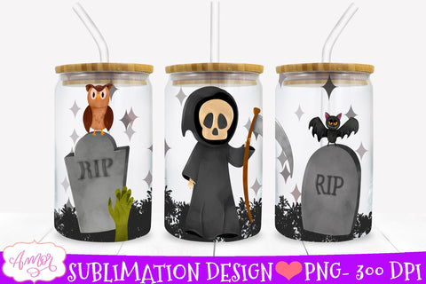 Halloween glass can wrap for sublimation | Black cat PNG Sublimation Amorclipart 