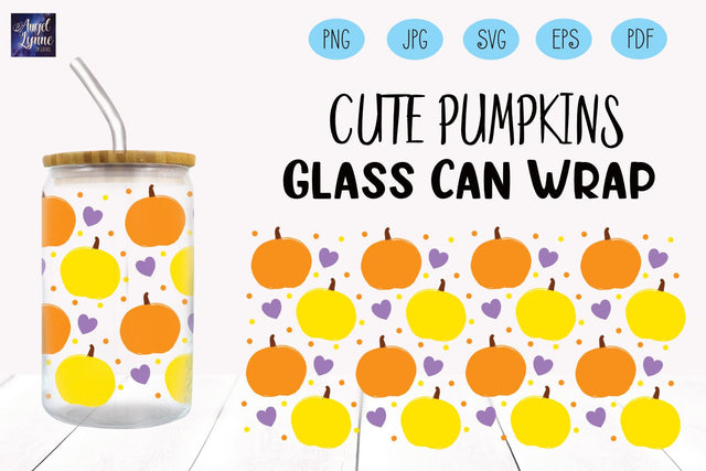 Halloween Glass Can Wrap | Pumpkin Glass Can Wrap SVG Angel Lynne Designs 