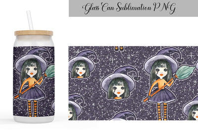 Halloween Glass Can Wrap Sublimation WatercolorColorDream 