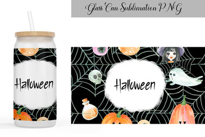 Halloween Glass Can Wrap Sublimation WatercolorColorDream 
