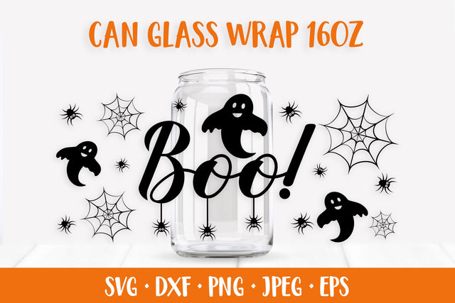 Halloween Glass Can Wrap SVG. Boo Can Glass SVG LaBelezoka 