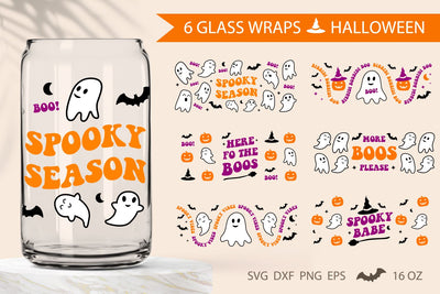 halloween glass can wrap svg bundle SVG KMarinaDesign 