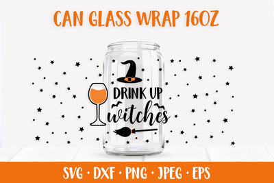 Halloween Glass Can Wrap SVG. Drink up Witches Can Glass SVG LaBelezoka 