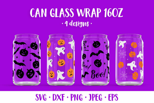 Halloween Glass Can Wrap SVG. Halloween Can Glass Designs SVG LaBelezoka 