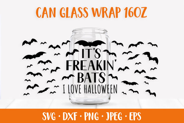 Halloween Glass Can Wrap SVG. Its Freakin bats Can Glass SVG LaBelezoka 