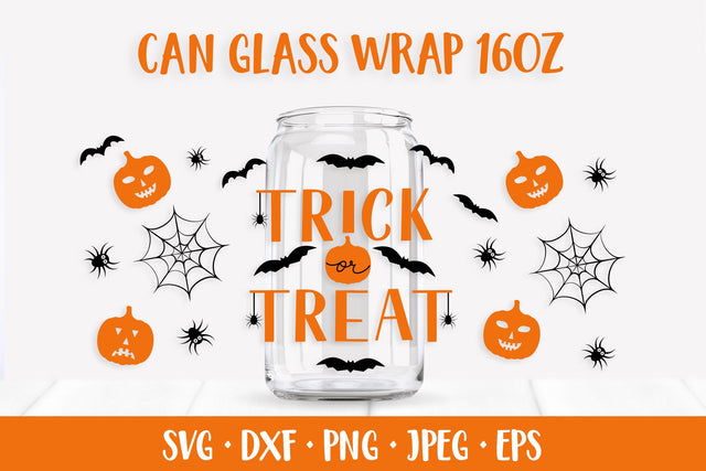 Halloween Glass Can Wrap SVG. Trick or Treat Can Glass SVG LaBelezoka 