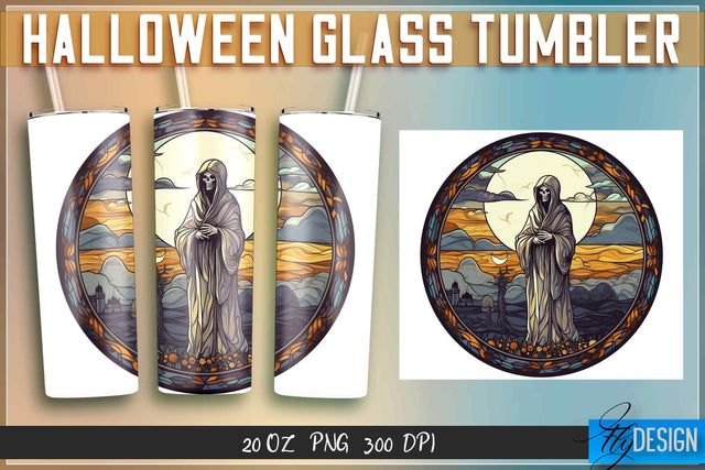 Halloween Glass Tumblers Wrap 20 oz. Sublimation Fly Design 